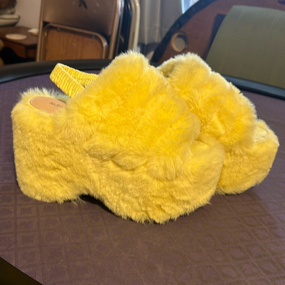 Never worn only tried on. Fashion nova Keep my secret platform sandals yellow